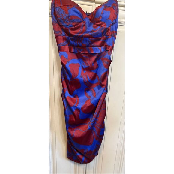 Doll Swimwear Women's Floral Spaghetti Strap Bodycon Mini Dress Red Blue Small - Picture 2 of 12